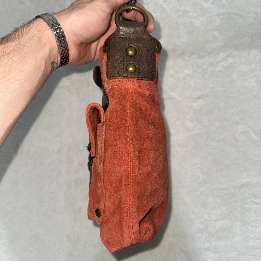 Genuine Leather & Suede Crossbody Messenger Bag, Unisex - Picture 5 of 11